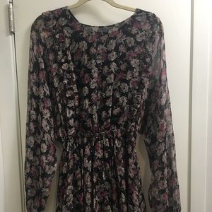 Love Shack Floral Frill Silk Boho Dress